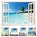 Amaonm Removable Huge Large 3D Beach Sea Window View Art Decor Wallpaper Mural Wall Decals Sticker for Home Wall Art Decor Kids Bedroom Living Room Decorations