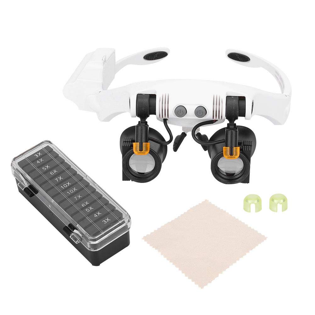 Multifunctional Head Mount LED 21 Multiples Combination Magnifier Lighted Headband Magnifying Glass with Replaceable Lens for Inspection Jewelry Clock Electronics Repair Glass Loupe