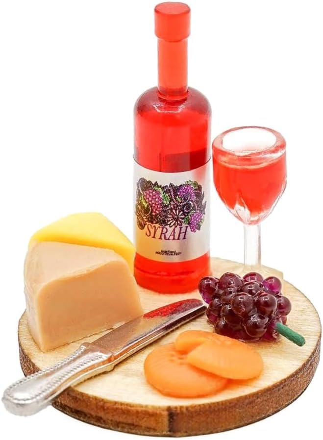 Photo 1 of 1 Set 1:12 Scale Miniature Wine Cheese and Board Set Minis Dollhouses Kitchen Dining Room Food Accessories Model Pastries Toy, DIY Micro Scene Decor