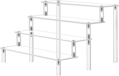 AZEAM Acrylic Riser 4 Tier Display Stand Clear Shelves 30x28x20cm