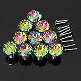 king do way 10pcs Colorful Crystal Glass Cupboard Wardrobe Cabinet Drawer Knob Door Pull Handle