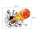 HaloVa 3D Flying Fire Basketball Wall Stickers, Broken wall, Removable Wall Arts Decals Murals for Children Kid Baby Room Decor