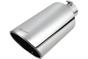 Upower 4" to 8" Exhaust Tip Mirror Polished 4 Inch Inlet 8 Inch Outlet Diesel Exhaust Tailpipe 18" Long 45 Degree Angle Cut Bolt-On Universal for Trucks Pickup Car