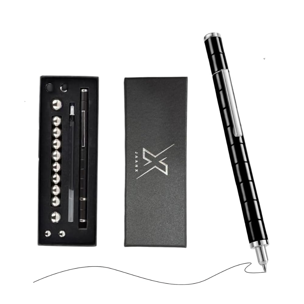 X JAANX Magnetic Fidget Pen, Multifunctional Deformable Writing Pen with Strong Magnets, Novelty Mothers Day Gifts, Stress Relief Pen, Presents for Birthday (Black)