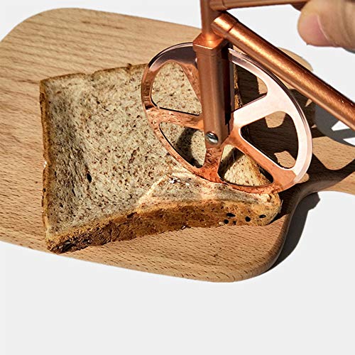 pizzasnijder, fiets pizzasnijder, dubbele wiel, super scherpe messen snijder - roestvrij staal, goud - Afbeelding 5