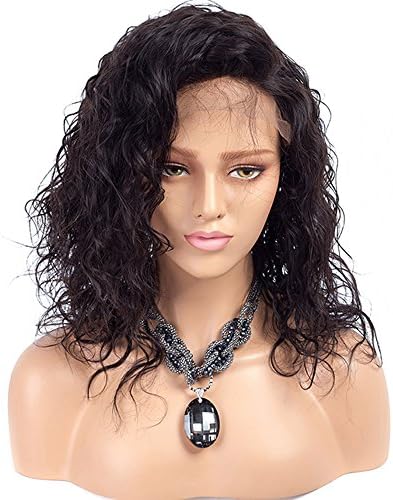 Short Full Lace Human Hair Wigs With Baby Hair For Blace Women Pre Plucked Hairline Brazilian Virgin Lace Front Human Hair Wigs 8"-16" Loose Curly Hair Natural Color(lace front wig 8)