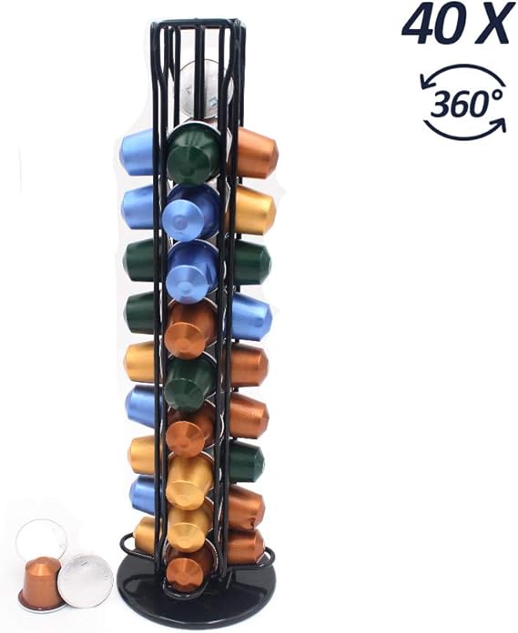 Nespresso Capsules Holder, Nespresso Pod Holder for 40 Nespresso Coffee Capsule Rotating Design
