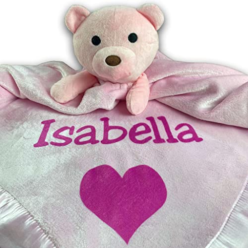 Custom Catch Personalized Teddy Bear Baby Blanket Gift for Girl Pink