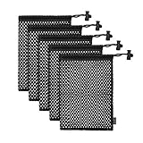 ELVES 5 PCS Durable Nylon Mesh Bag with Sliding Drawstring Cord Lock Closure, For Golf ball Tennis Balls,Gym,Shower,Washing Toys,Diving