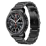 Samsung Gear S3 Watch Band,Shangpule 22mm Stainless Steel Metal Replacement Smart Watch Band Bracelet for Gear S3 Classic SM-R760 and S3 Frontier SM-R770 Smartwatch (Black)