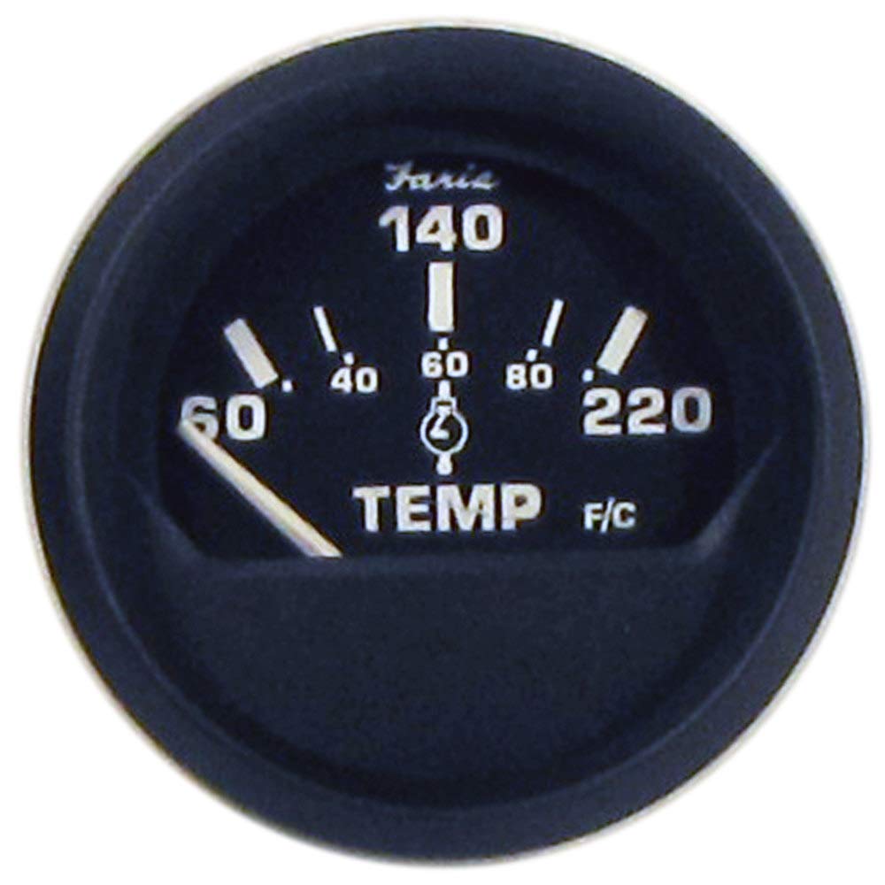 Faria Beede Instruments Beede 12819 Euro Cylinder Head Temperature Gauge with Sender (60-220°F) - 2"", Black