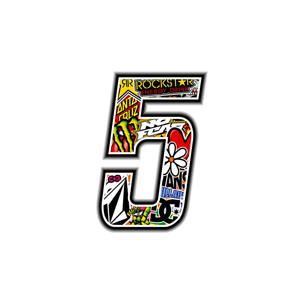 Racing Number 5 Sticker Bomb 10 x 7.5 cm