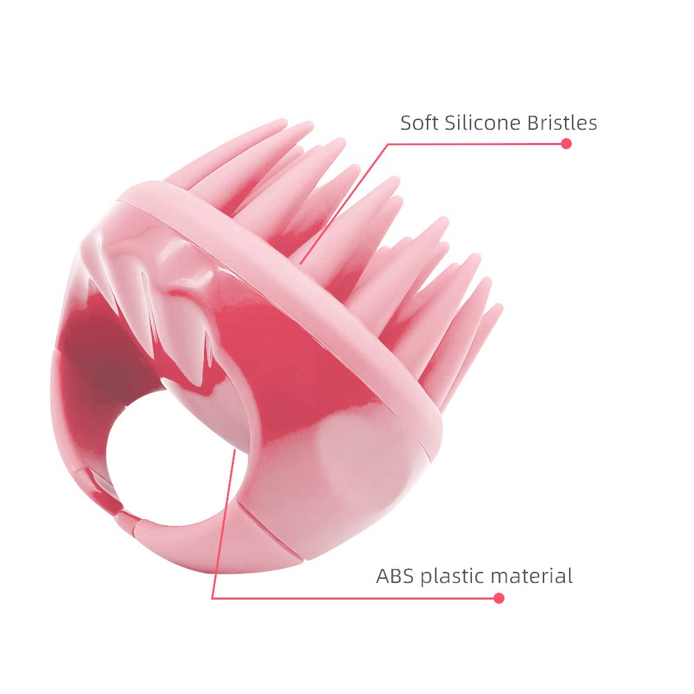 Scalp Massager, Hair Shampoo Brush with Longer Silicone Bristles for Girls Curly Hair Women Thick Hair, Exfoliate and Remove Dandruff(Pink) : Beauty