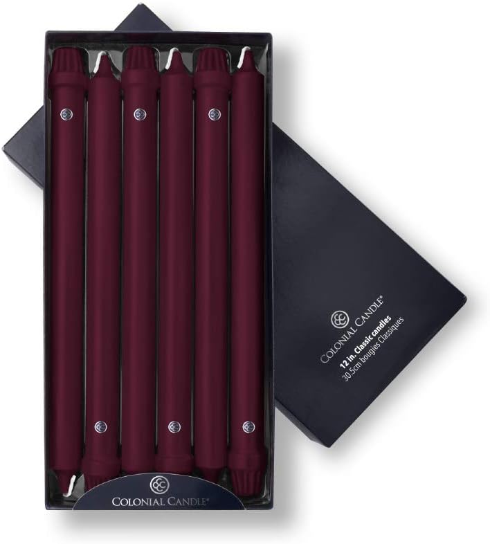 Colonial Candle Classic Taper Candle, 12 in, Mulberry