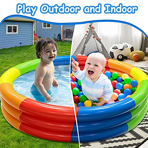 Inflatable Baby Pool, 36'' Rainbow Kiddie Pool, Inflatable Cooler Drink