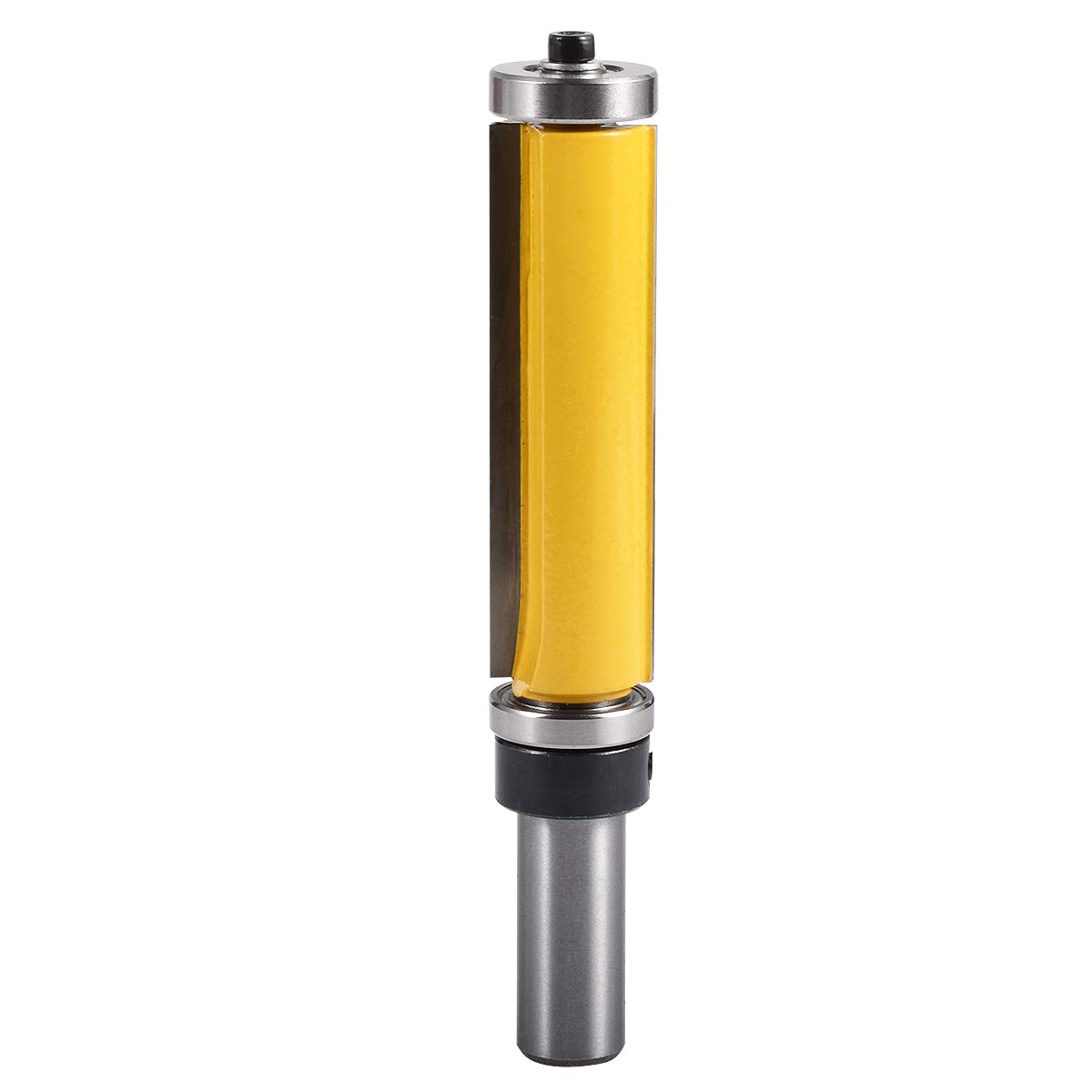 KATUR Top and Bottom Bearing Flush Trim Bits, Double Flute Trim Bit with Double Bearing, Yellow (1/2 Inch Shank, 3/4 Inch Width, 2-1/2 Inch Depth)