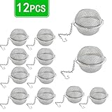 Xloey 12 Pack Tea Infuser-Stainless Steel Mesh Tea Ball Infuser,Premium Tea Filter Tea Interval Diffuser with Extended Chain Hook for Loose Leaf Tea and Spices & Seasonings