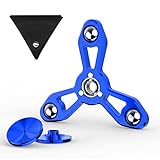 EZOON Tri Fidget Spinner Metal Finger Toys, Aluminum Hand Spinner Replaceable Bearing Max 4 Mins Spinning Time CPSC Certified EDC ADHD Focus Toy for Kids Adults (BLUE-1)