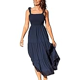 CUPSHE Women's Summer Dresses Sleeveless Square Neck Ruffle Strap Split Hem Tiered Beach Maxi Dress