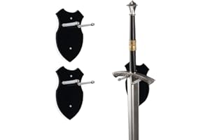 HHUXIUE Wall Mounted Sword Display Rack - Single Sword Vertical Holder, Axe Stand, Black 2 Sets