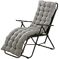 Sun Lounger Chair Cushions, Sundlight Patio Cushions Chaise Outdoor Mattress Garden Recliner Quilted Thick Padded Seat Cushion Reclining Chair Rocking with Ties (Grey, 155x48x8cm/61x18.89x3.14inch)