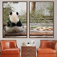 2 Piece Framed Canvas Wall Art Panda Canvas Prints Home Artwork Decoration for Living Room,Bedroom - 16