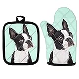 Aoopistc Dog Boston Terrier Pattern Oven Mitt for