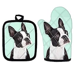 Aoopistc Dog Boston Terrier Pattern Oven Mitt for