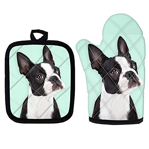 Aoopistc Dog Boston Terrier Pattern Oven Mitt for