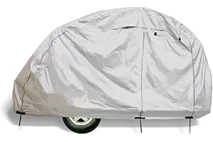 EliteShield ShieldAll Ultimate Teardrop Trailer Cover, Waterproof UV Protection Teardrop Travel Trailer Camper Cover Fits 10 Feet to 12 Feet Long, 6 Feet Wide Silver Color
