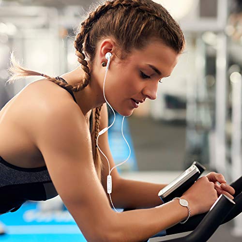 Earbuds, BYZ Wired Earphones in-Ear Headphones with Microphone Tangle Free Flat Cable for Running Workout Jogging White