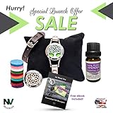 NV Originals Essential Oil Single Wrap Around Leather Bracelet Set (includes 2 bands, 2 faces, 12 pads, and 10ml Lavender Essential Oil) - Anxiety Bracelet - Yoga Bracelet - Makes A Unique Gift!