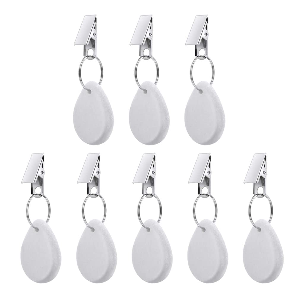 8Pcs Tablecloth Weights, Marble Teardrop Heavy Duty Tablecloth Pendants with Clip for Picnic Wedding Tables Decor (White)