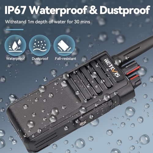 Retevis RT29D Radios with Long Range, IP67 Walkie Talkie Waterproof with 6-Way Charger, 3200 mAh, DMR Walkie Talkies for Adults, Hotel, Construction Site, Manufacturing, Logistics (Pack of 6)