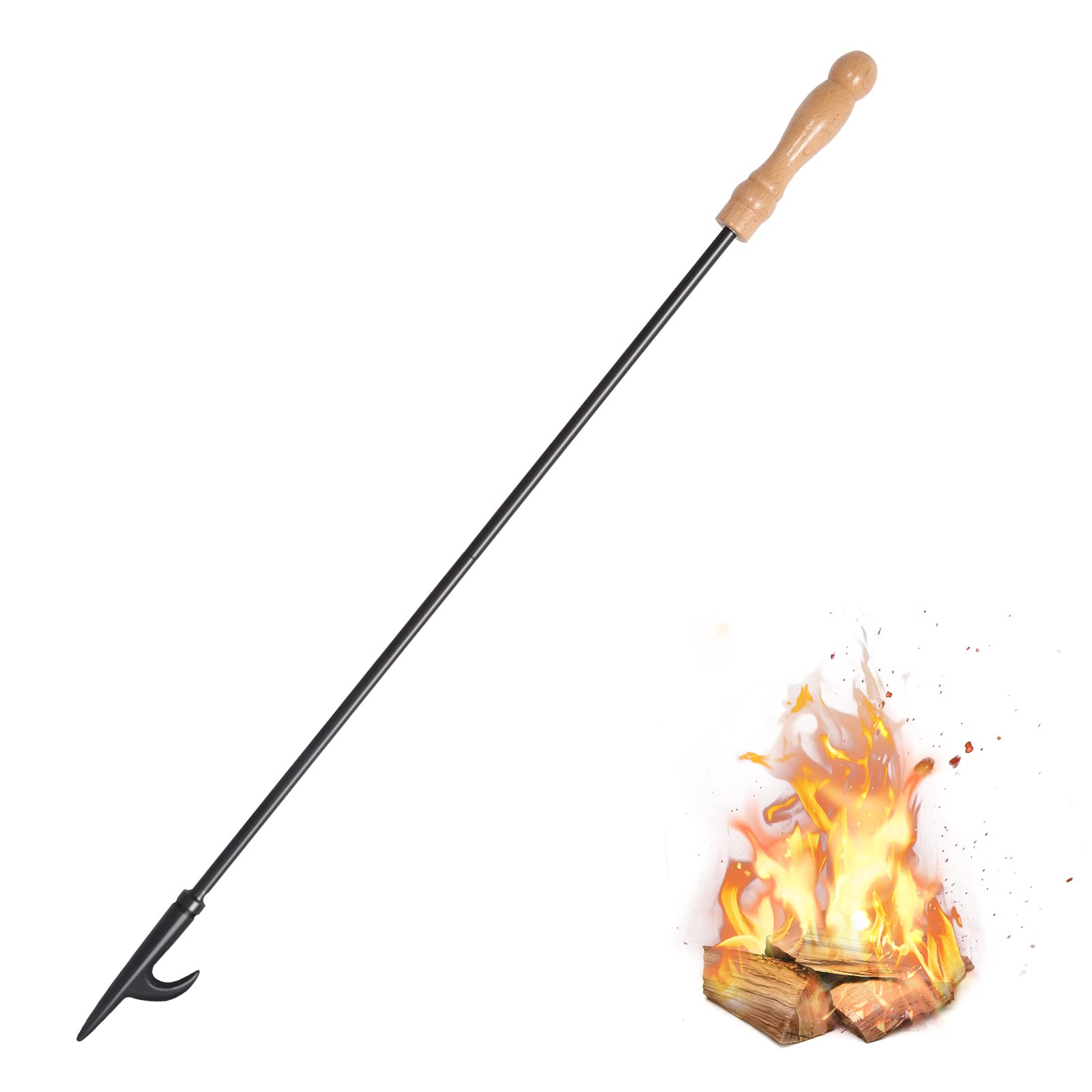 Uten Fire Pit Poker 32in Long, Removable Design Fire Poker, Fireplace Accessories, Solid Steel Heavy Duty, Outdoor Camping Accessory, for Fireplaces Wood Stoves Fire Pits Campfires — image 1