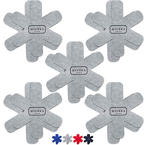 MISHKA Home Pot Pan Protectors for Stacking (P3GRAY) Plush Thick
