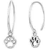 Boma Jewelry Sterling Silver Paw Print Pull Through Hoop Earrings