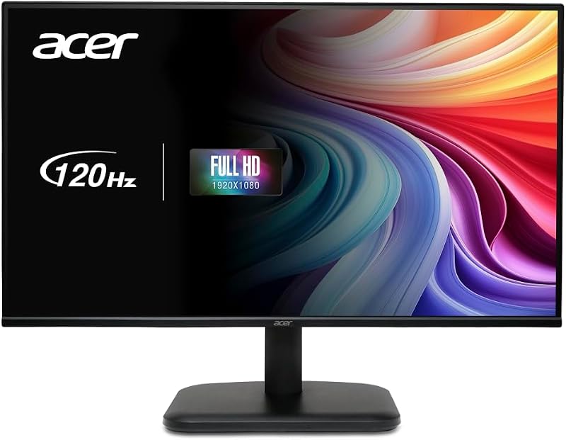 acer EK241Y G Monitor de 23,8 polegadas (ecrã de 60 cm) Full HD, IPS, HDMI de 120 Hz, VGA de 75 Hz, 4 ms (GTG), HDMI 1.4, VGA, AdaptiveSync