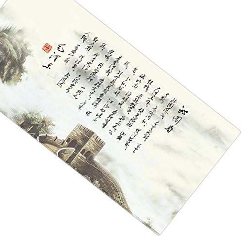 Large Mouse Pad Extended Mouse,Stitched Edges, Waterproof,Wide &amp; Long Mousepad(Grat Wall pattern) (80CMx40CM, Chinese calligraphy painting)