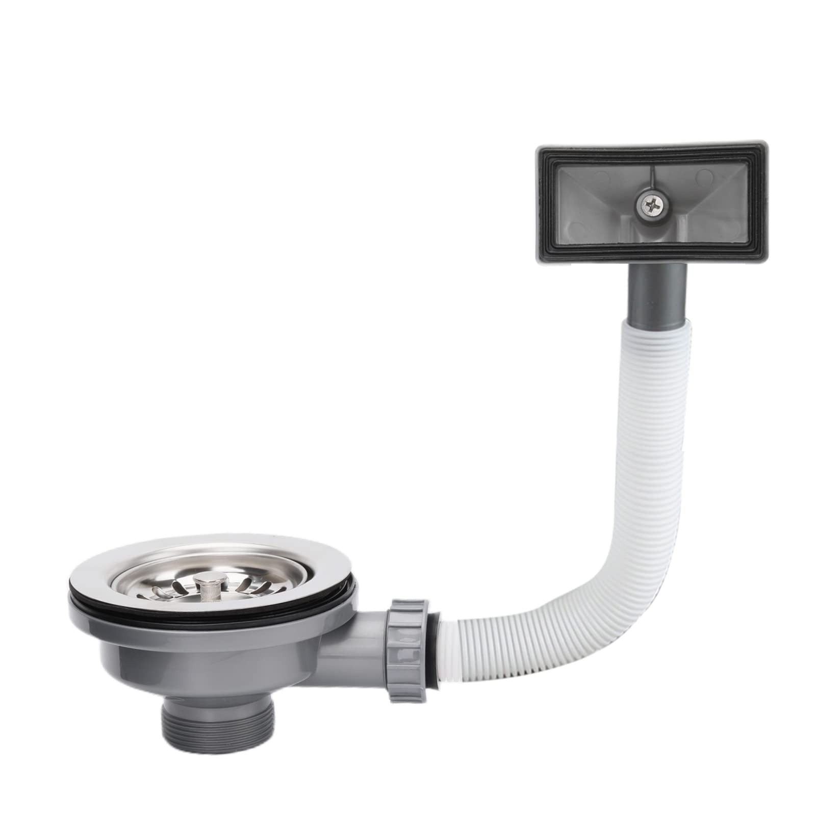 Kitchen Sink Waste Kit,ZINGKING Stainless Steel-Sinks Overflow Kit, 114mm Kitchen Sink Strainer,with Overflow Pipes & Square Drain Cover