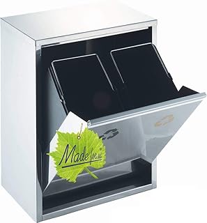 Made for us 16 L Edelstahl Wand-Abfalleimer 2x8 L Mülleimer 2-fach Mülltrennung 2er Müll-Trennsystem 16 Liter Abfallsammler zur Abfall-Trennung
