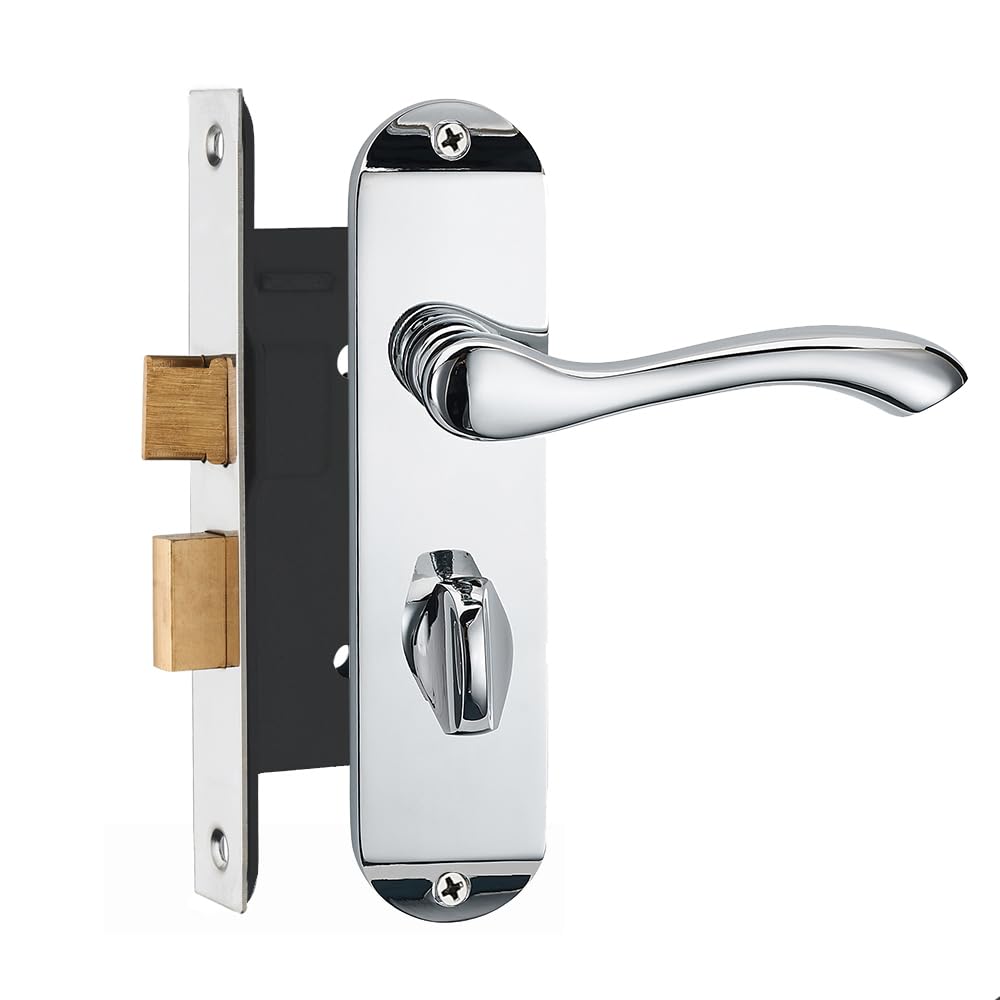 HAIFUAN Z01 Polished Chrome Bathroom Door Lock Set (Backset 45)
