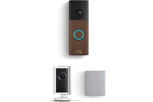 Ring Battery Doorbell (newest model), Matte Mocha with Indoor Cam Plus, White and Chime (newest model)