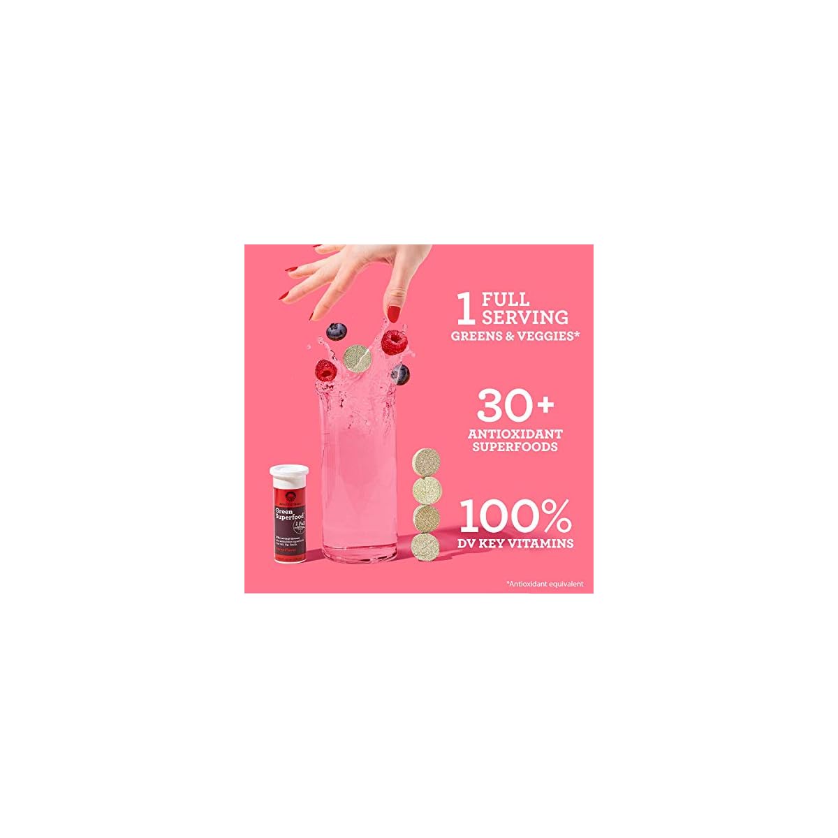 Amazing Grass Fizzy Green Tablets Superfood Berry Green Superfood Water Flavoring Tablet with