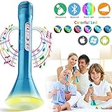 Karaoke Microphone for Kids, Kids Microphone Bluetooth With Speaker Wireless Echo Child Karaoke Mic Portable Cordless Singing Machine for Music Boys Girls Adult Party Gift Andriod IOS Phones (Blue)