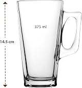 ANSIO Large Latte Glass Cups 375ml 12.6oz Gift Box 2 Pack Tassimo Compatible view 2