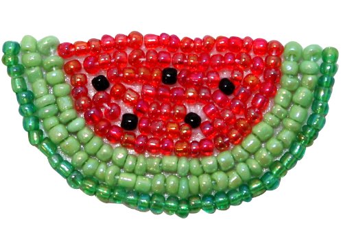 ID 9116 Watermelon Slice Patch Rind Vine Fruit Plant Beaded Iron On Applique