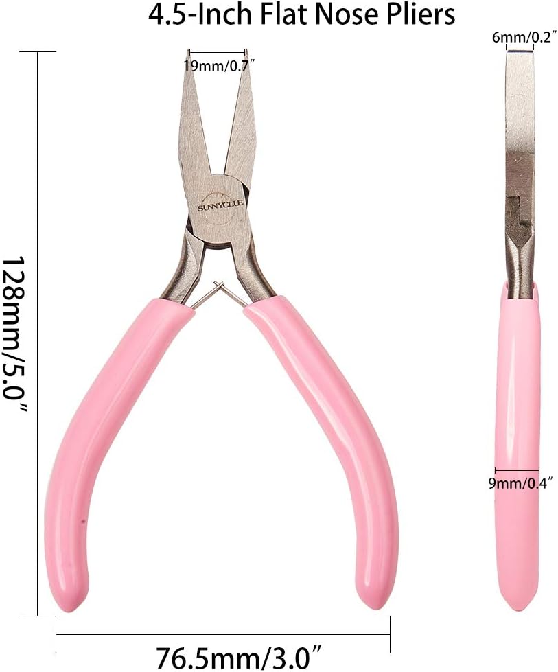 SUNNYCLUE 4.5 Inch Flat Nose Pliers Mini Precision Pliers Wire Bending Wrapping Forming Tools Pink Small Flat Nose Plier for Jewellery Making DIY Hobby Projects Bending Straightening Wires Hand Tools - Image 3
