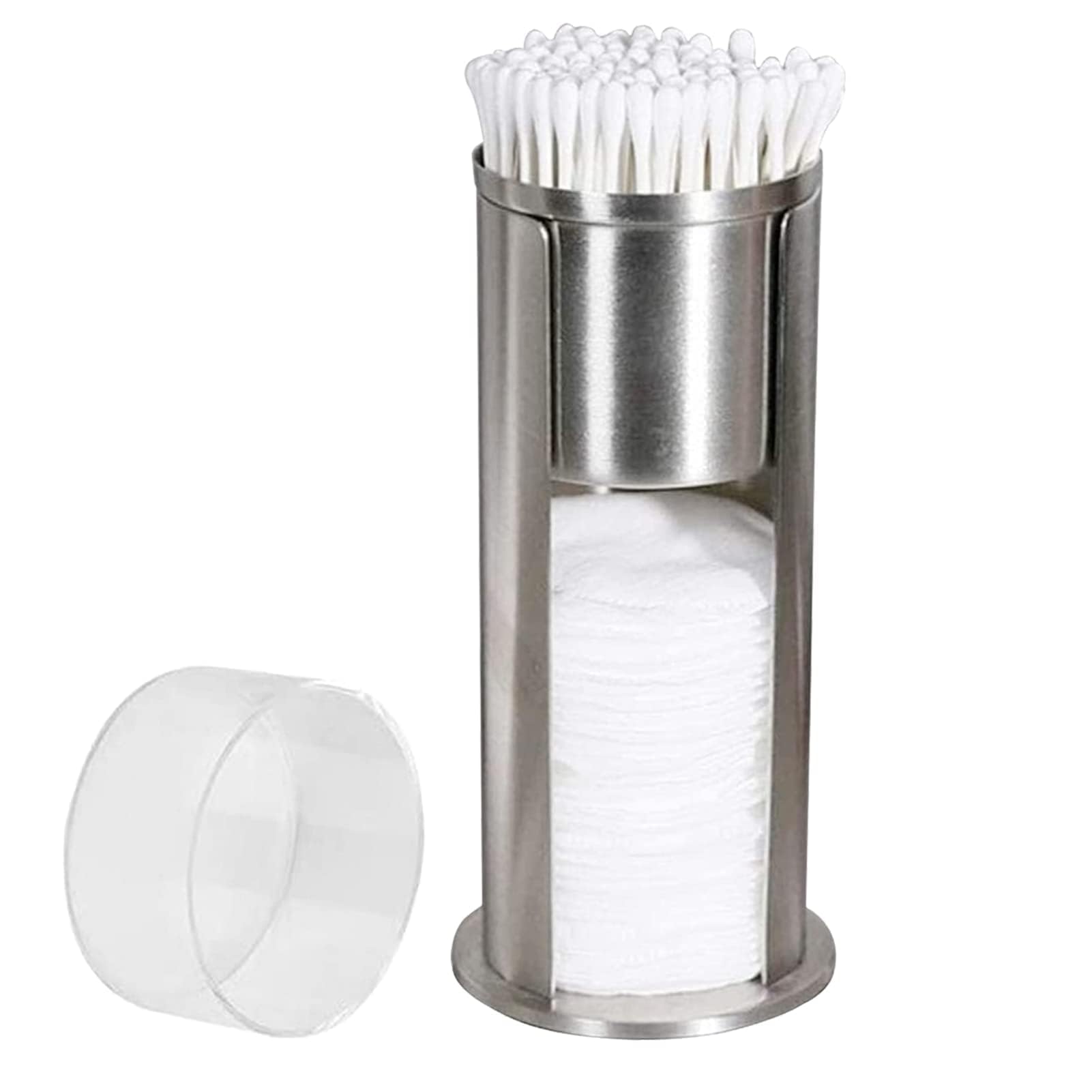 Cotton Pads Holder and Qtip Holder Dispenser Set, Stainless Steel Bathroom Jars Cotton Pads Container Organizer Dispenser with Acrylic Lids for Cotton Balls,Cotton Swabs, Makeup Pads Storage Canister