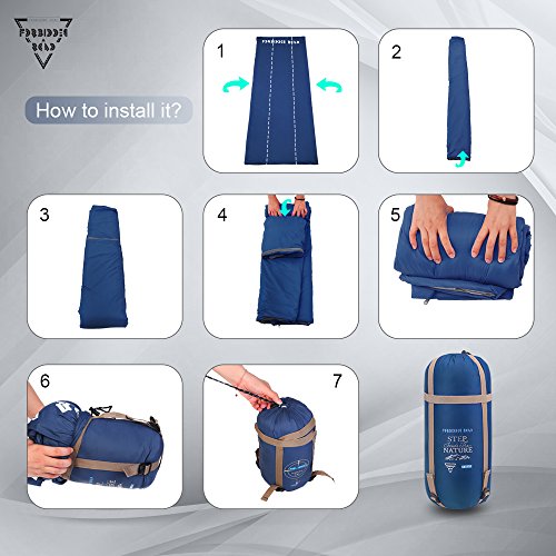 Forbidden Road 380T Nylon Portable Sleeping Bag Single 0 ℃/ 30 ℉(5 Colors) Lightweight Water Resistent Envelope for Man Woman 4 Seasons Camping, Hiking, Backpacking (Royal Blue, 0℃ / 30℉)